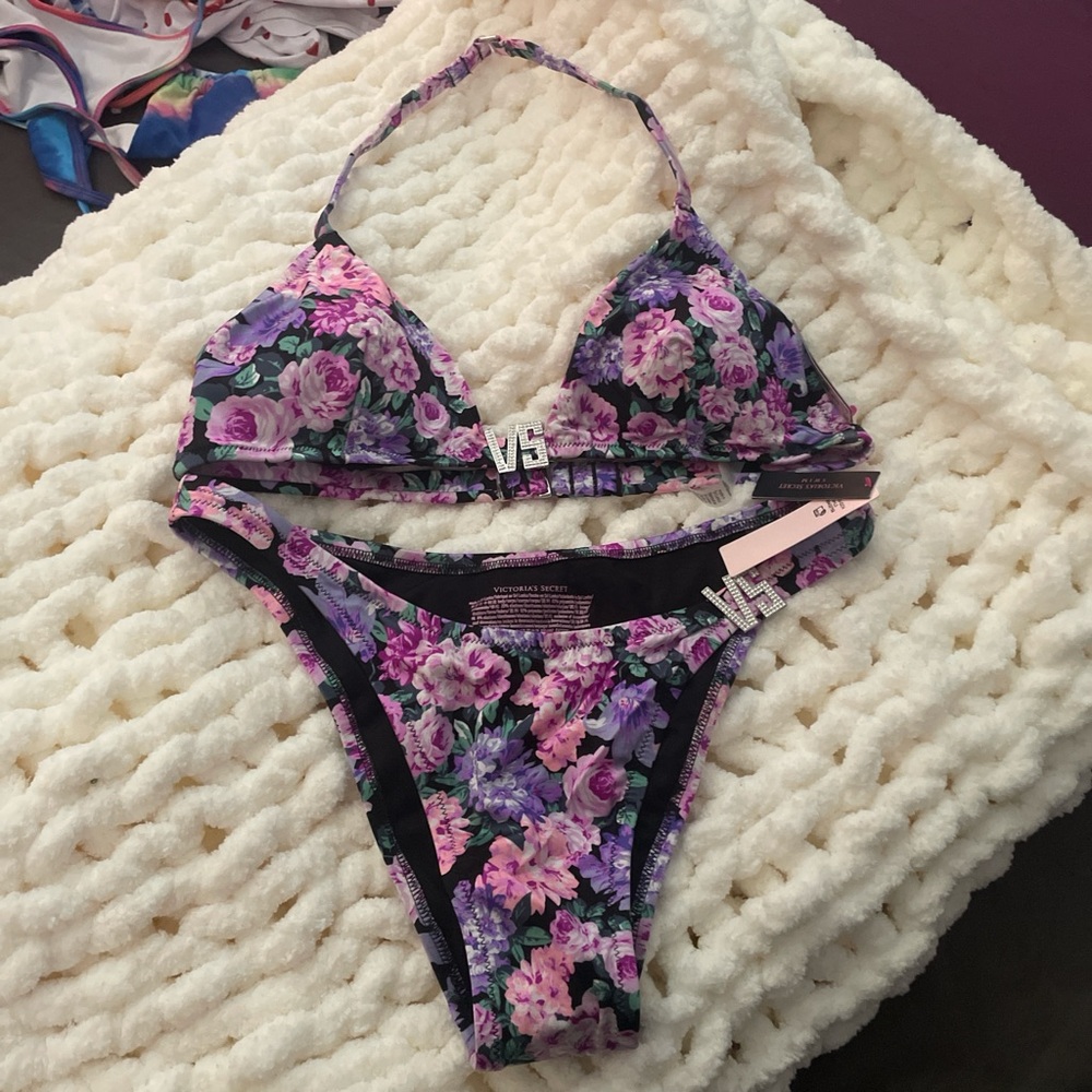 Floral Bikini Set with VS Logo